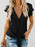 V-Neck Tie-Front Flutter Sleeve Blouse - Byyde
