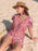 Printed V-Neck Short Sleeve Romper - Byyde