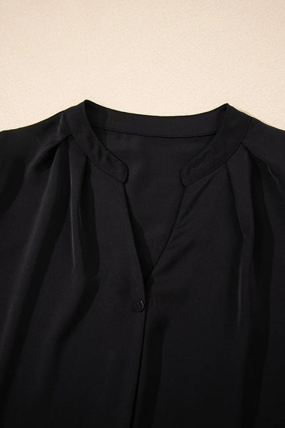 Short Sleeve Notched Blouse - Byyde