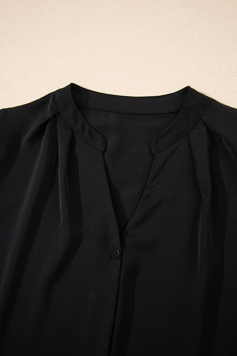 Short Sleeve Notched Blouse - Byyde