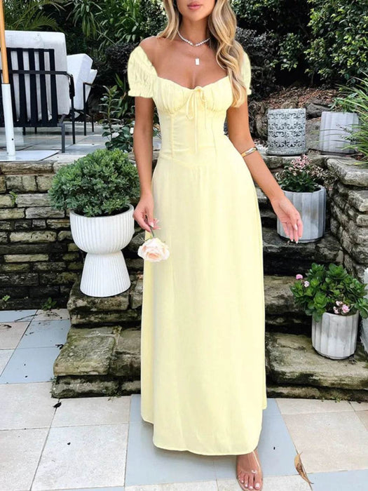 Devine Sweetheart Neck Short Sleeve Maxi Dress - Byyde