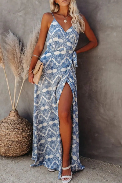 Printed Tied Maxi Cami Dress - Byyde