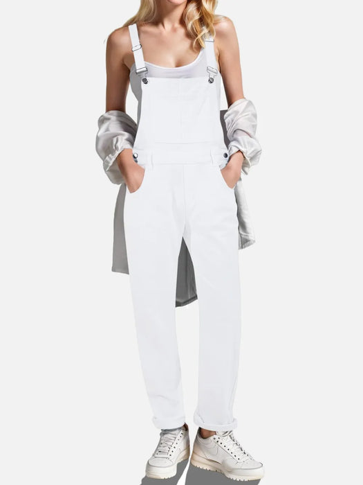 Square Neck Wide Strap Denim Overalls - Byyde