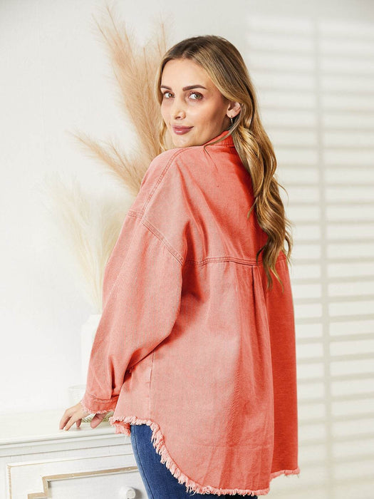 Distressed Raw Hem Denim Jacket - Byyde