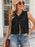 Sleeveless Lace-Up Front Crop Denim Vest - Byyde