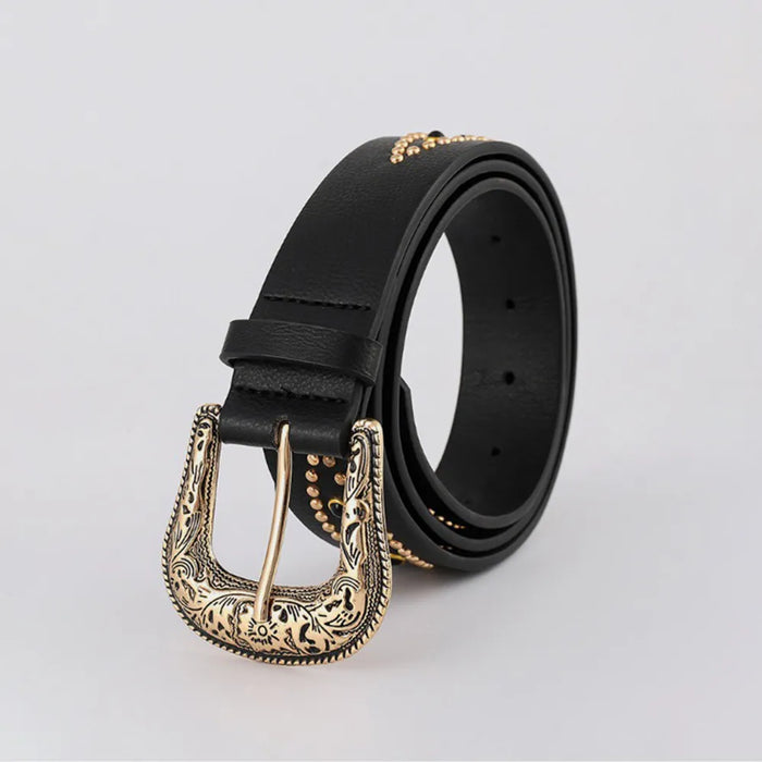 PU Leather Rhinestone Belt - Byyde
