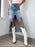 High-Waist Raw Hem Asymmetry Denim Skirt - Byyde