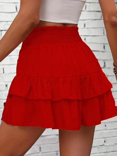 Ruffle Layered High Waist Casual Skort - Byyde