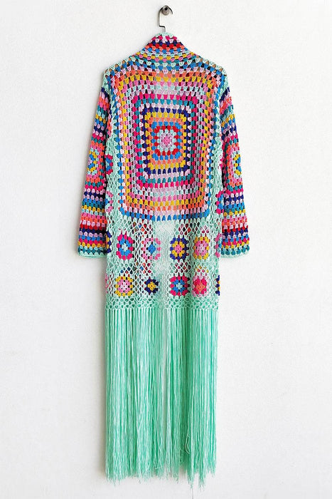 Fringe Tied Long Sleeve Cardigan - Byyde