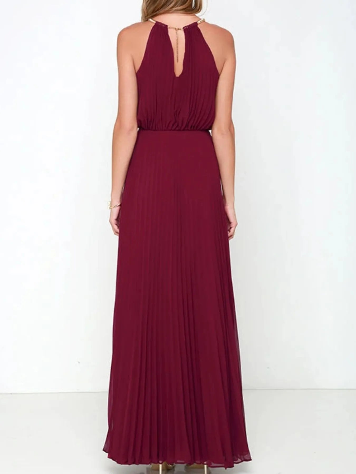 Pleated Sleeveless Maxi Tank Dress - Byyde