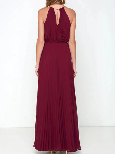 Pleated Sleeveless Maxi Tank Dress - Byyde