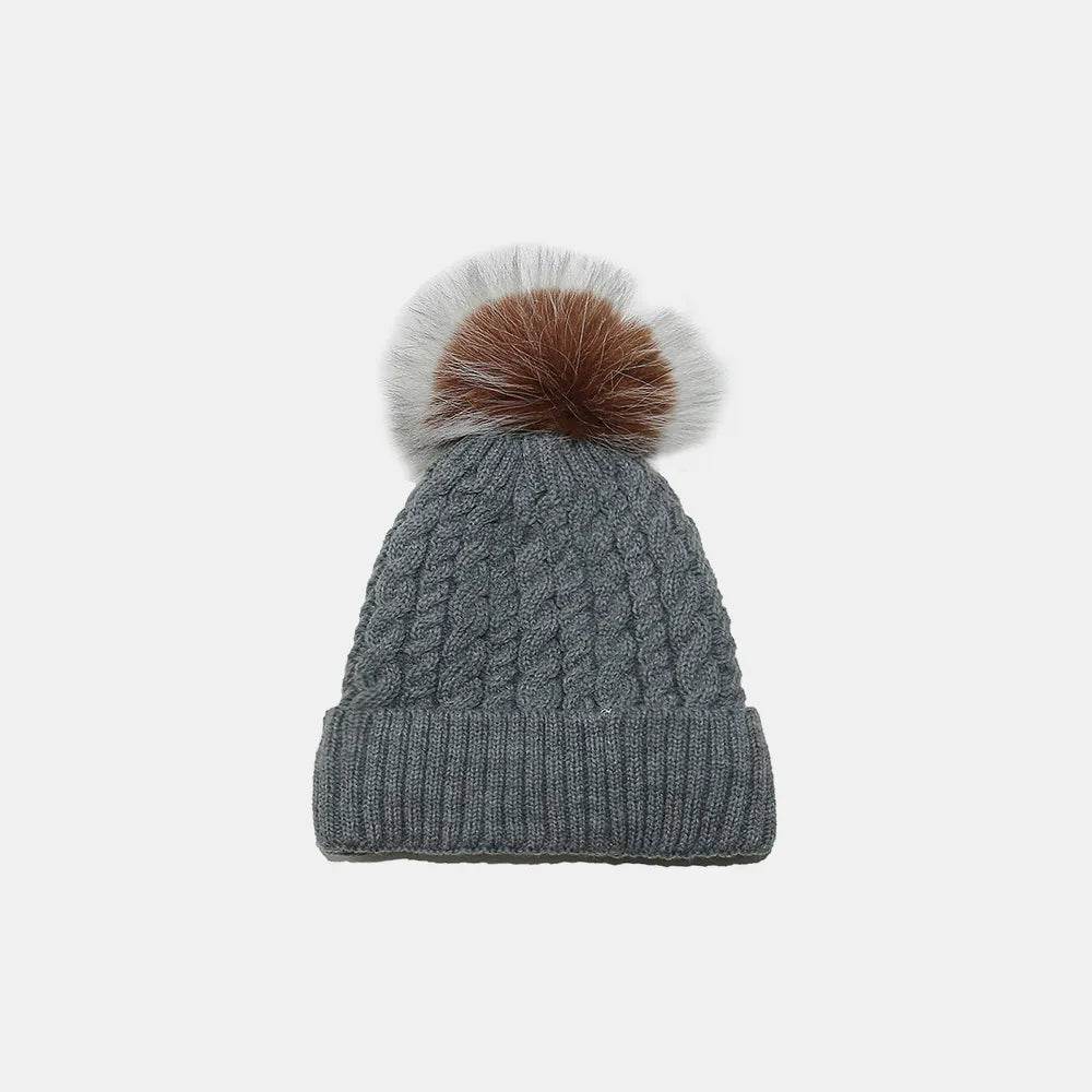 Cable Knit Winter Hat with Pompom - Byyde