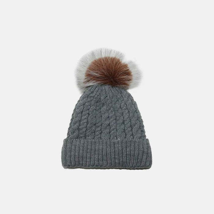 Cable Knit Winter Hat with Pompom - Byyde