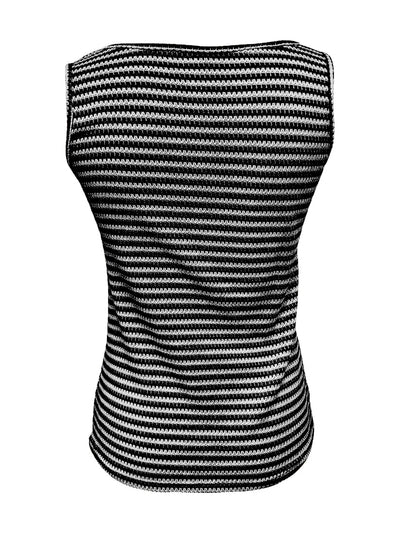 Striped Round Neck Tank Top - Byyde