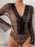Perfee Leopard V-Neck Lace Bodysuit - Byyde