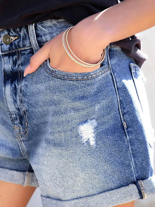 Distressed Denim Shorts - Byyde