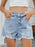 Distressed Raw Hem Denim Shorts - Byyde
