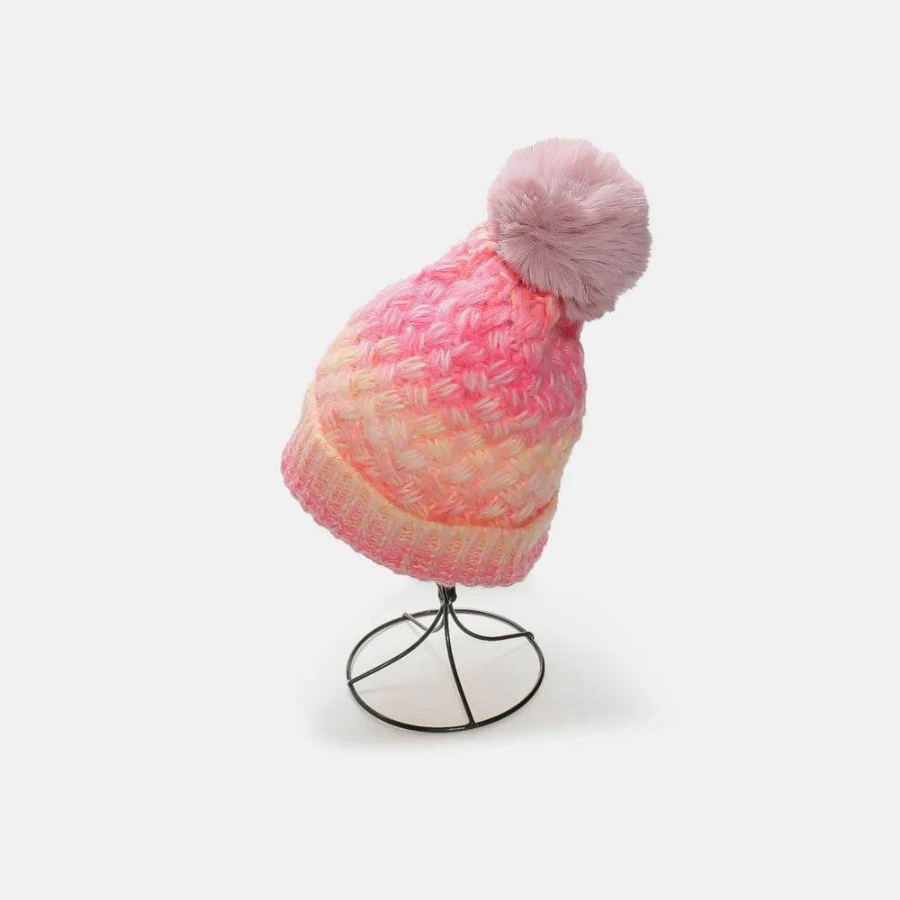 Gradient Knit Hat with Pompom - Byyde