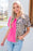 Leopard Color Block V-Neck Blouse - Byyde