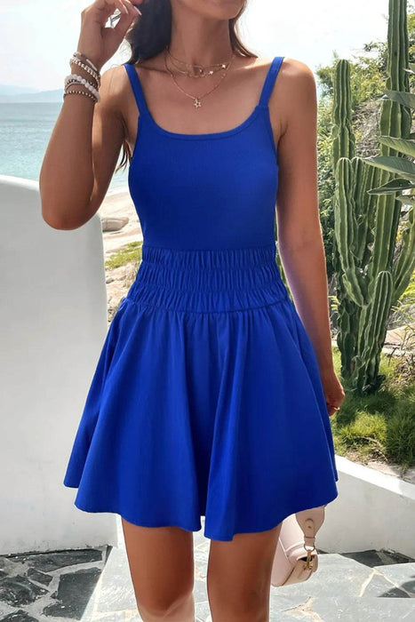 Devine Smocked Scoop Neck Mini Cami Dress - Byyde