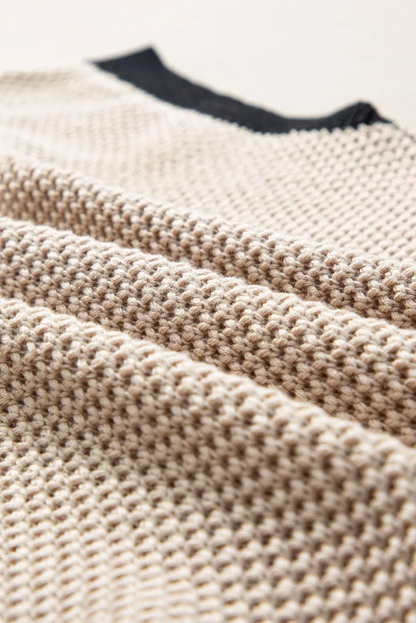 Textured Knit Sweater with Contrast Trim Details - Byyde