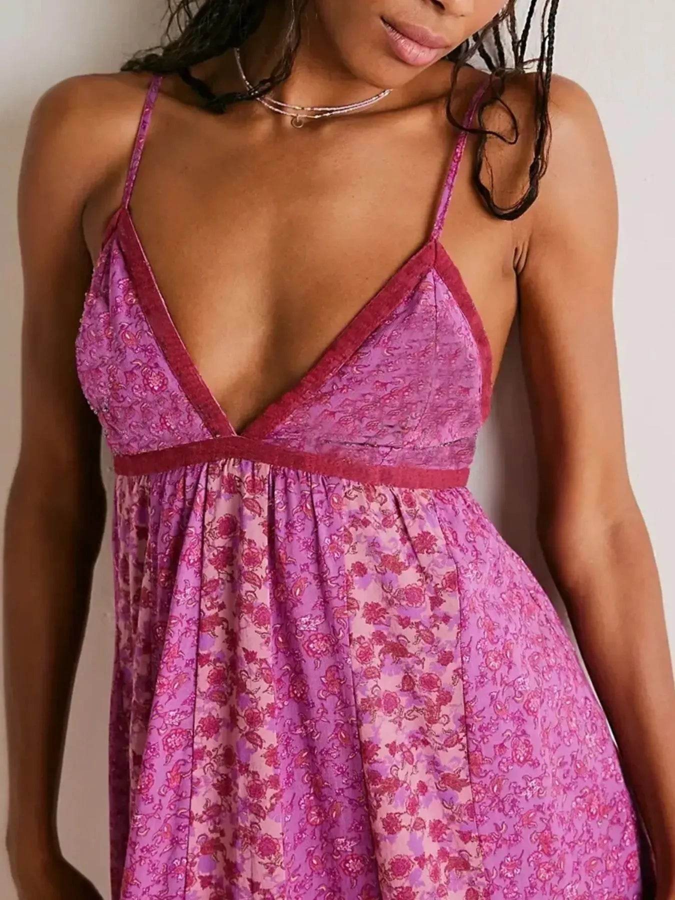 Floral V-Neck Maxi Cami Dress - Byyde