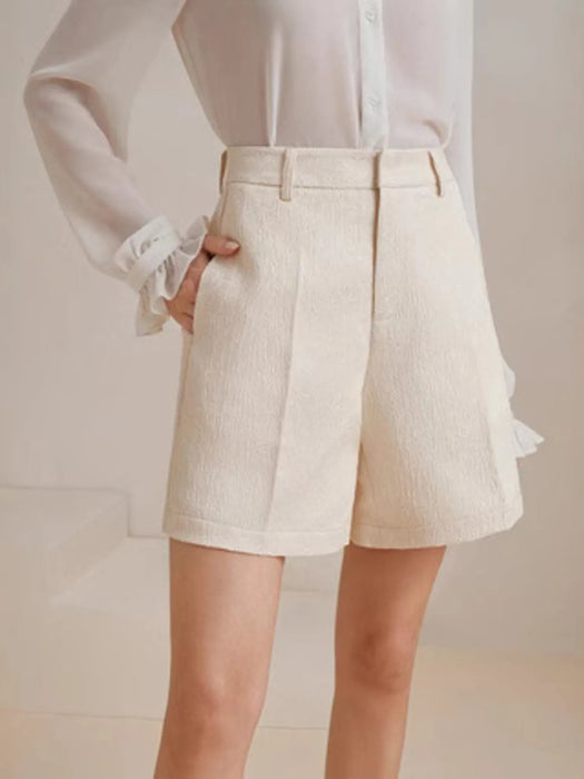 High-Waist Textured Shorts - Byyde