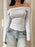 Off-Shoulder Long Sleeve Fitted T-Shirt - Byyde