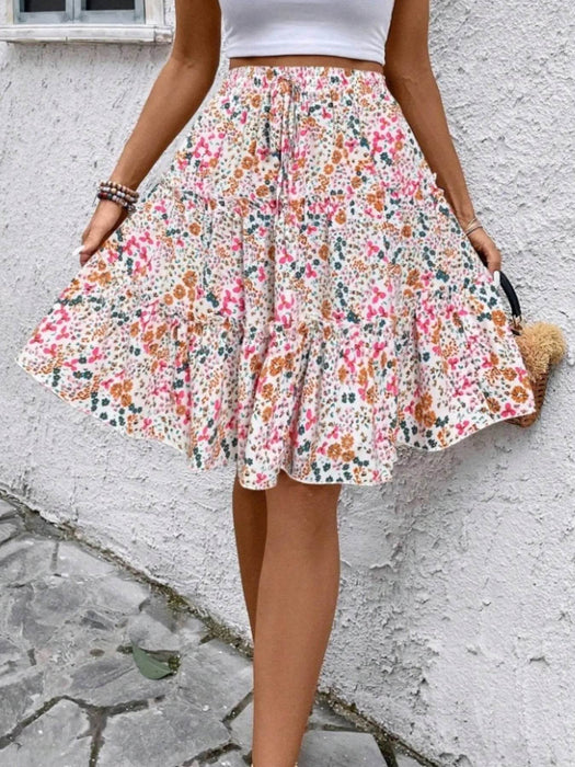 Floral Print Midi Skirt - Byyde