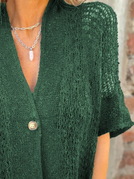 Full Size One Button Half Sleeve Cardigan Plus Size - Byyde