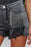 Rhinestone Fringe Distressed Denim Shorts - Byyde