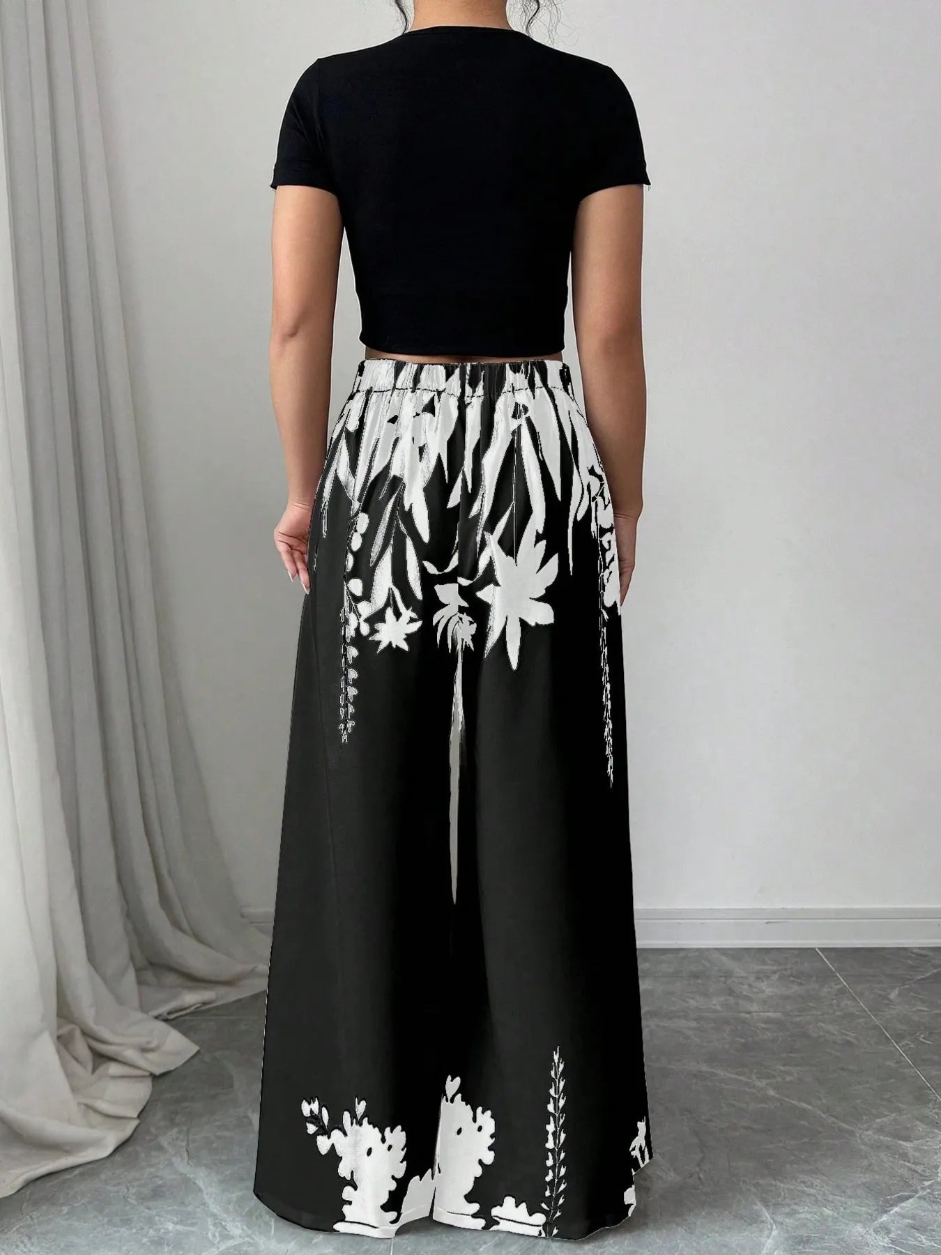 Printed Wide Leg Pants - Byyde