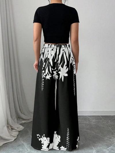 Printed Wide Leg Pants - Byyde
