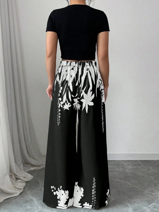 Printed Wide Leg Pants - Byyde