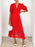Eyelet Lace V-Neck Midi Dress with Puff Sleeves - Byyde