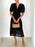 Eyelet Lace V-Neck Midi Dress with Puff Sleeves - Byyde