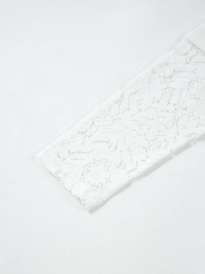 Lace Long Sleeve Insert Drop Shoulder Tee - Byyde