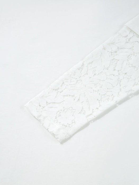 Lace Long Sleeve Insert Drop Shoulder Tee - Byyde