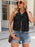 Sleeveless Lace-Up Front Crop Denim Vest - Byyde