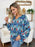 Double Take Full Size Printed Balloon Sleeve Blouse - Byyde