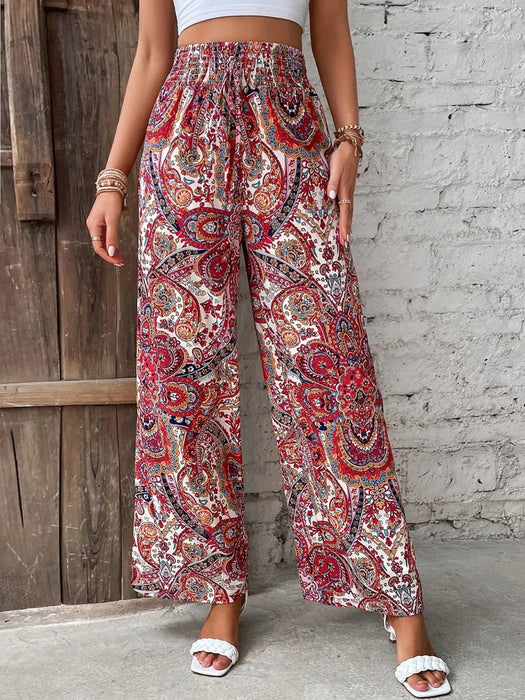 Printed Wide Leg Pants - Byyde
