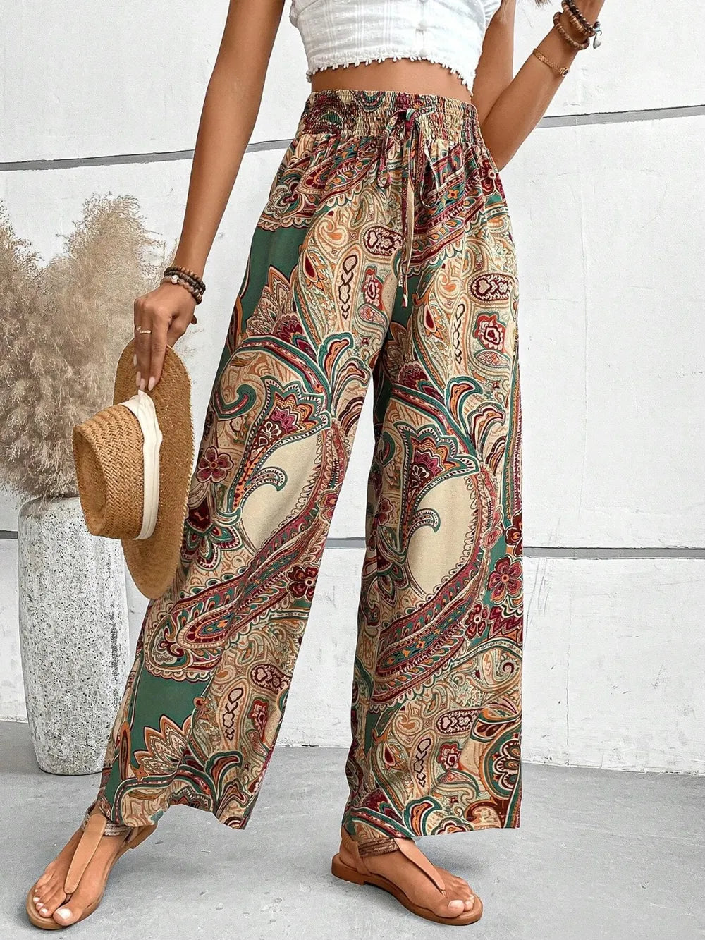 Printed Wide Leg Pants - Byyde