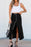 Button Fly Side Split Denim Midi Skirt - Byyde