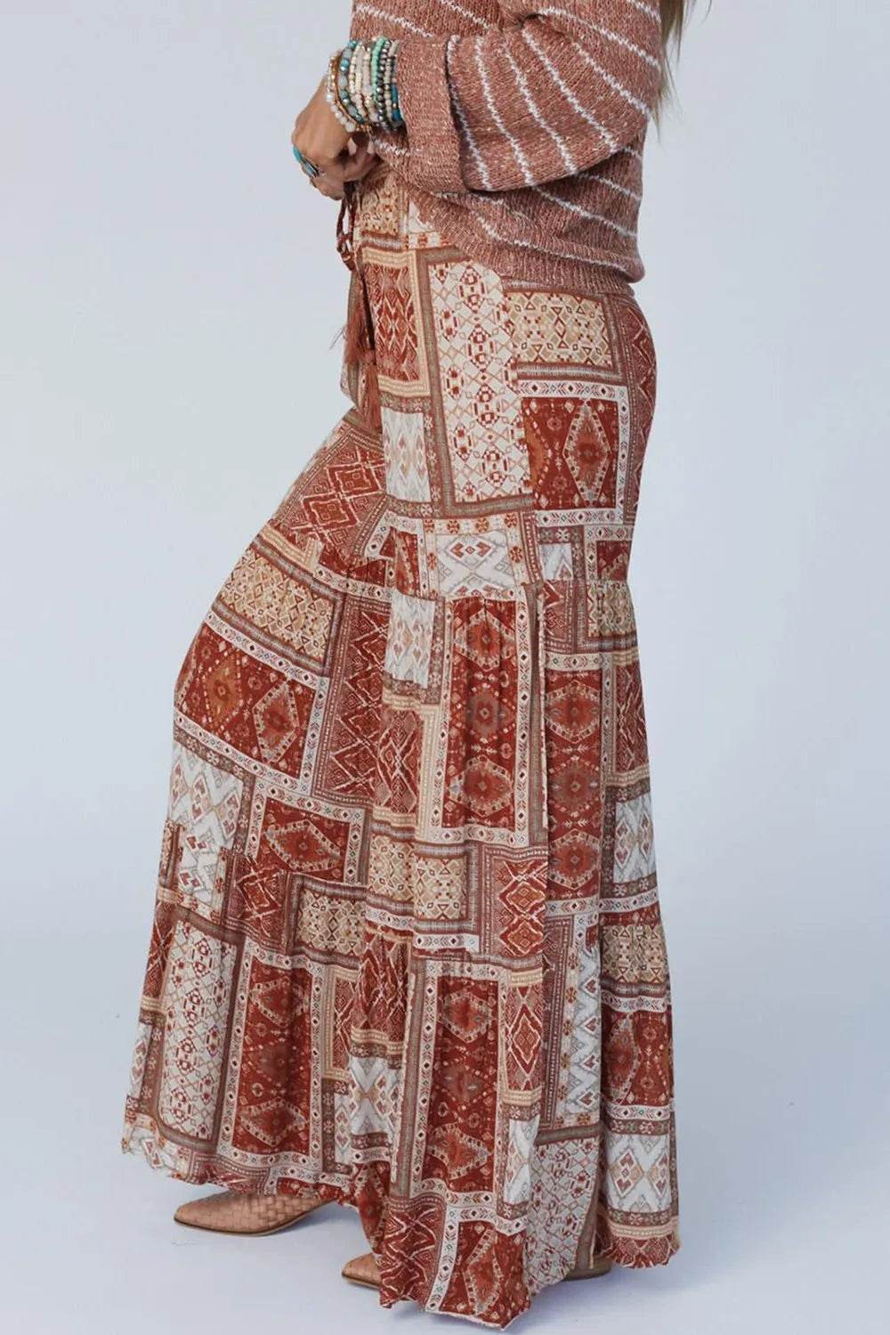 Geometric High Waist Wide Leg Pants - Byyde