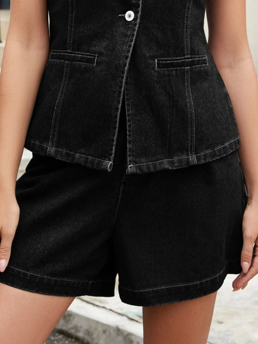High-Waisted Denim Shorts - Byyde