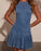 Sleeveless Cutout Back Bow Tie Denim Dress - Byyde