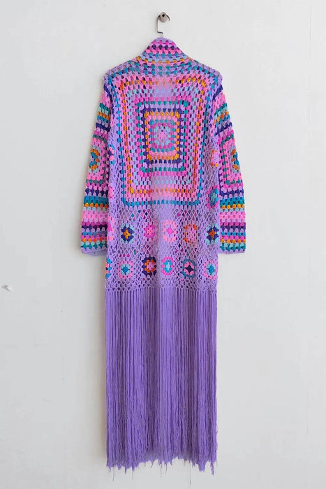 Fringe Tied Long Sleeve Cardigan - Byyde