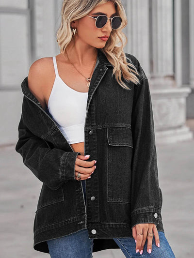 Button Up Long Sleeve Denim Jacket - Byyde