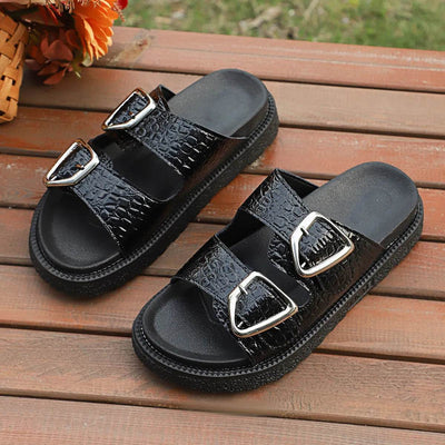 Double Buckle Platform Sandals - Byyde