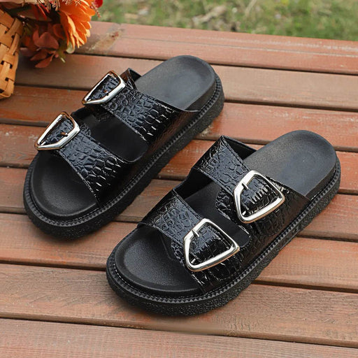 Double Buckle Platform Sandals - Byyde